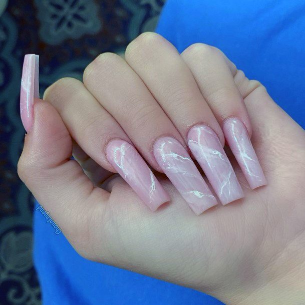 Feminine Long Pink Nail Designs For Women