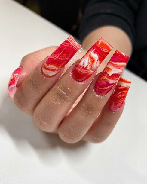 Feminine Marble Fingernails Women