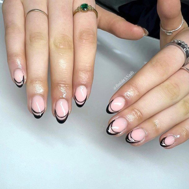 Feminine Nails For Women Black French Tip