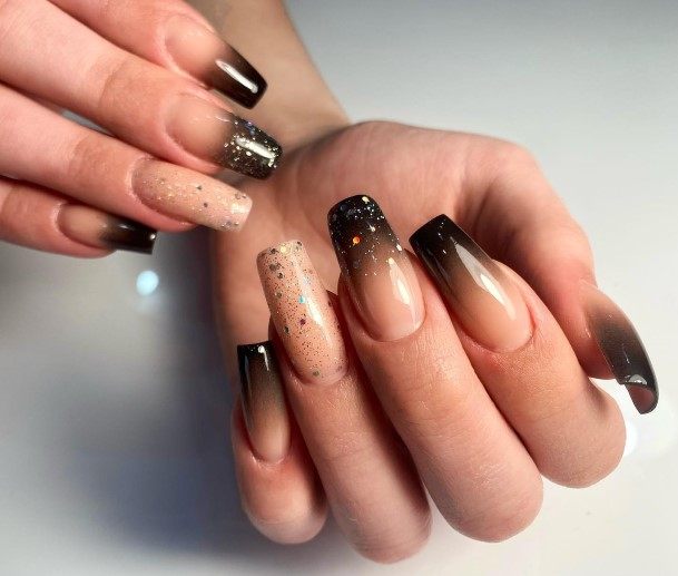 Feminine Nails For Women Black Ombre