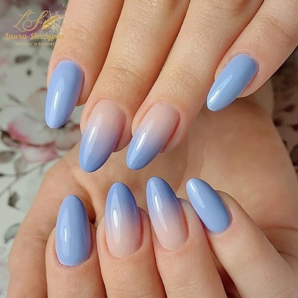 Feminine Nails For Women Blue Ombre