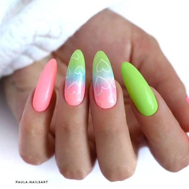 Feminine Nails For Women Bright Ombre