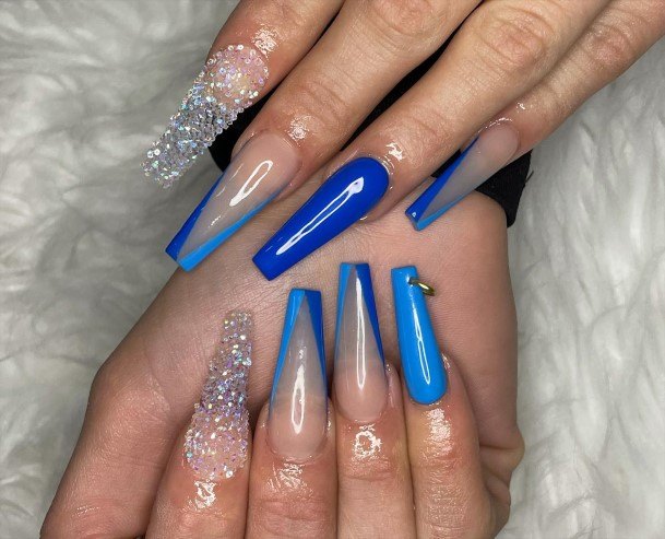 Feminine Nails For Women Clear Blue