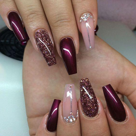 Feminine Nails For Women Dark Red