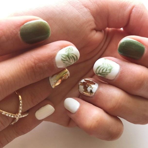 Feminine Nails For Women Green And White