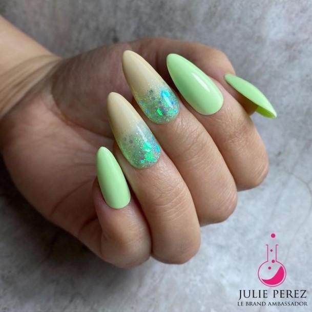 Feminine Nails For Women Green Ombre