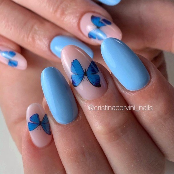 Feminine Nails For Women Light Blue