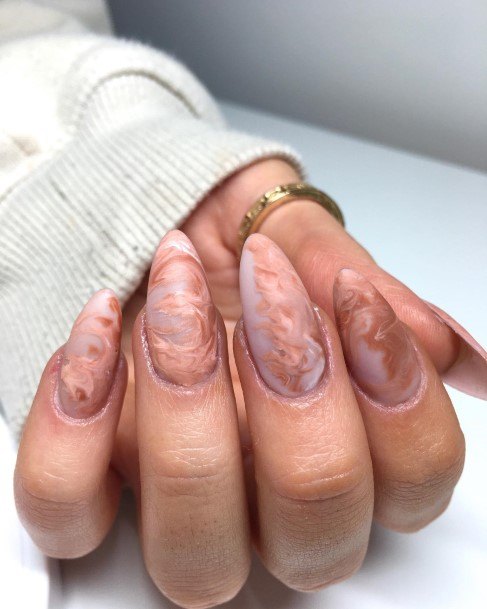 Feminine Nails For Women Nude Marble