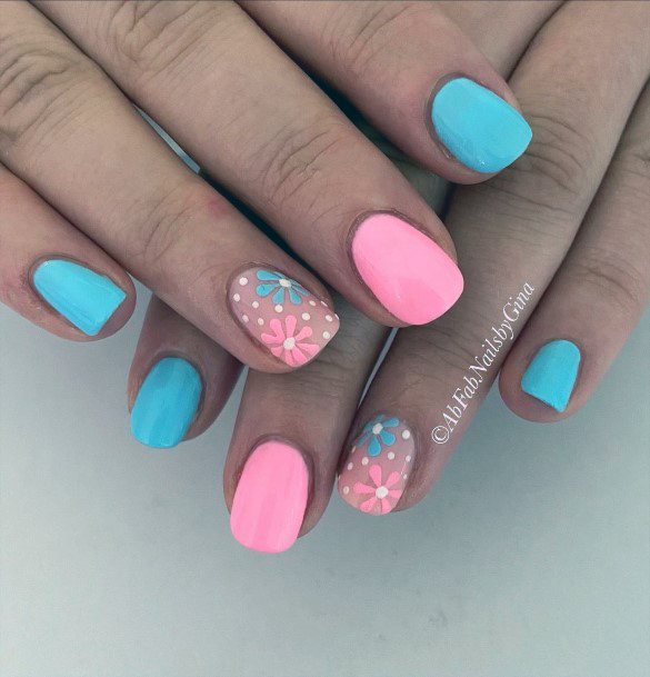 Feminine Nails For Women Pink And Blue