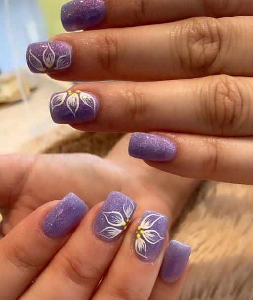 Feminine Nails For Women Purple And Yellow