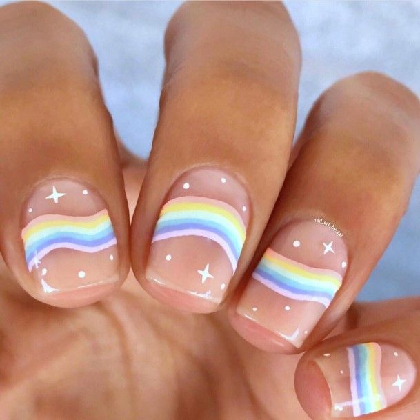 Feminine Nails For Women Rainbow