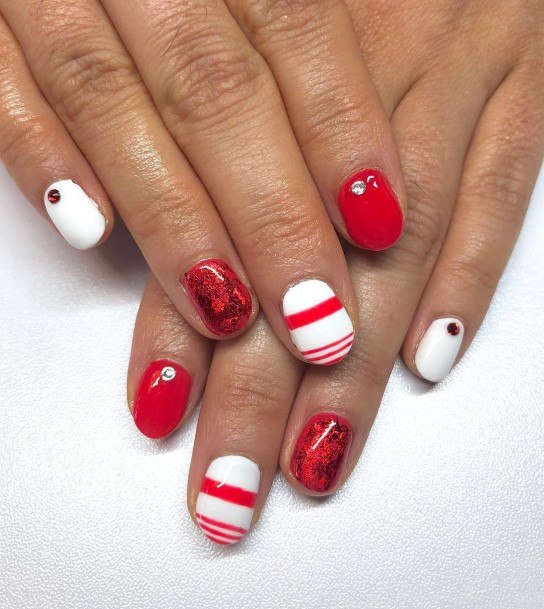 Feminine Nails For Women Red And White