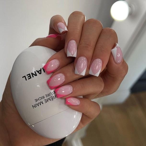 Feminine Nails For Women Short Pink And White