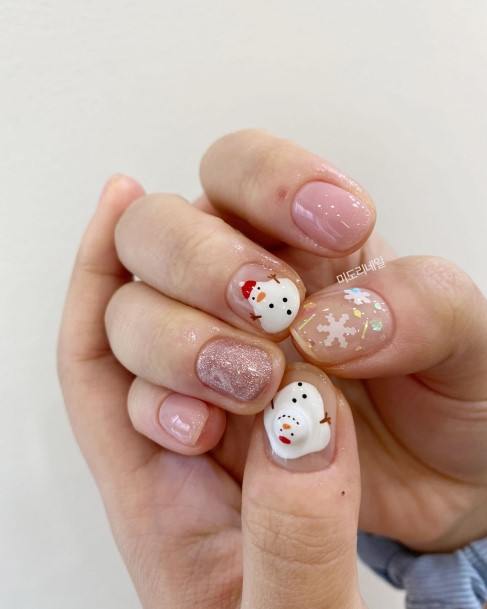 Feminine Nails For Women Snowman