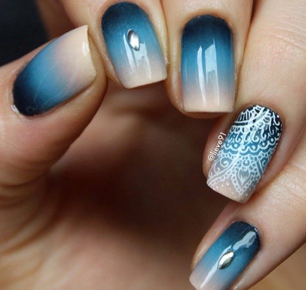 Feminine Nails For Women Square Ombre