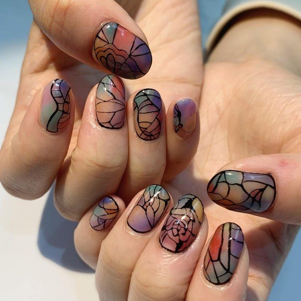 Feminine Nails For Women Stained Glass