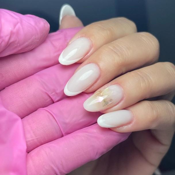 Feminine Nails For Women White Almond Shaped