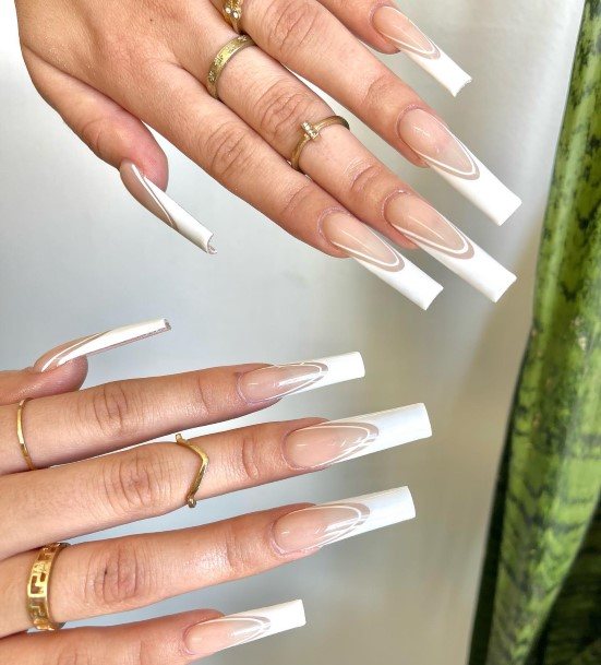 Feminine Nails For Women White French Tip