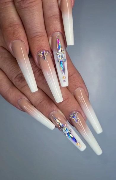 Feminine Nails For Women White Ombre