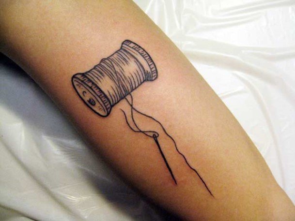 Feminine Needle And Thread Tattoos Women