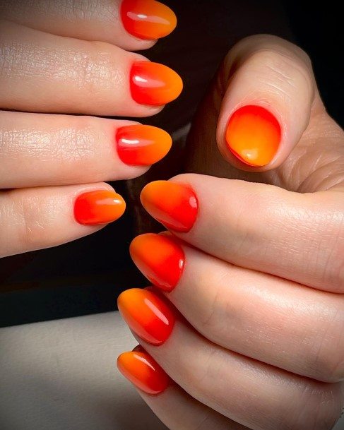 Feminine Orange Ombre Nail Designs For Women