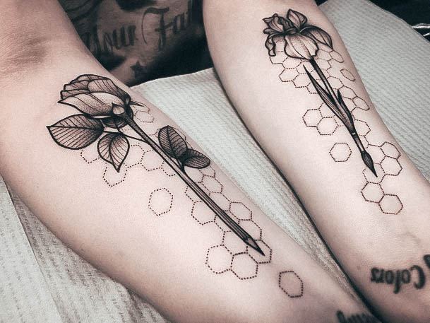 Feminine Paint Brush Tattoo Designs For Women