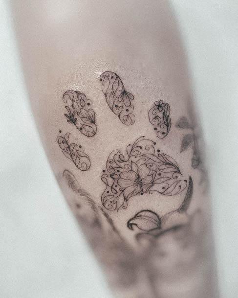 Feminine Paw Print Tattoo Designs For Women