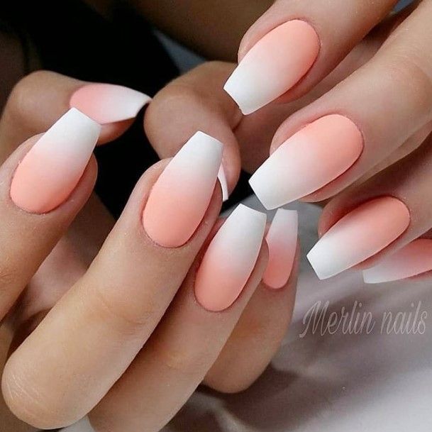 Feminine Peach Matte Nail Designs For Women