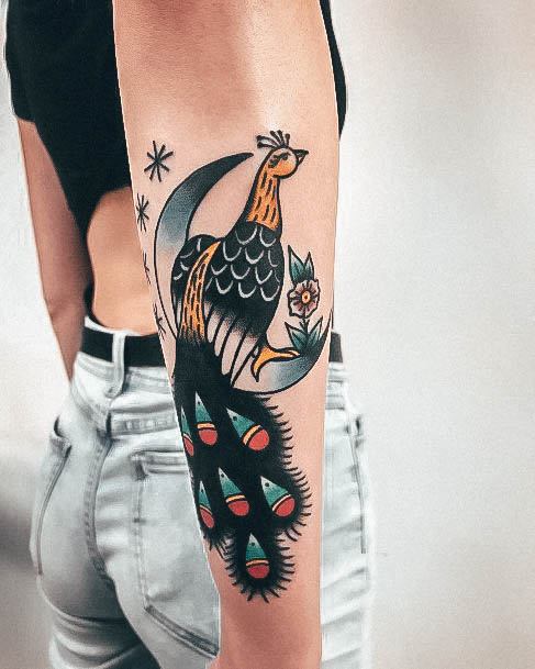 Feminine Peacock Tattoo Designs For Women