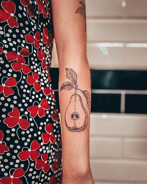 Feminine Pear Tattoo Designs For Women