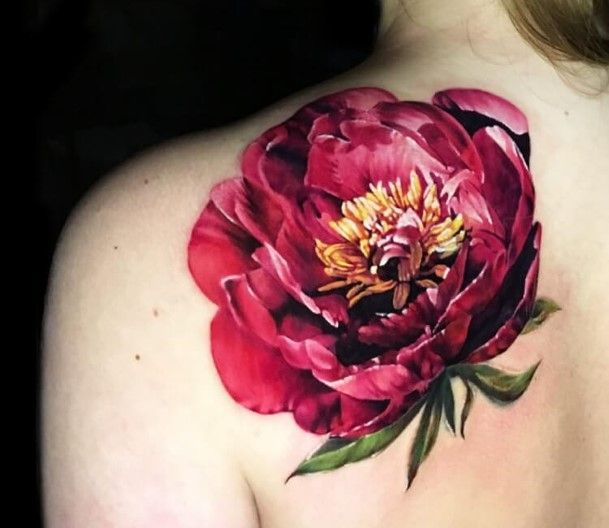 Feminine Peony Tattoo Designs For Women