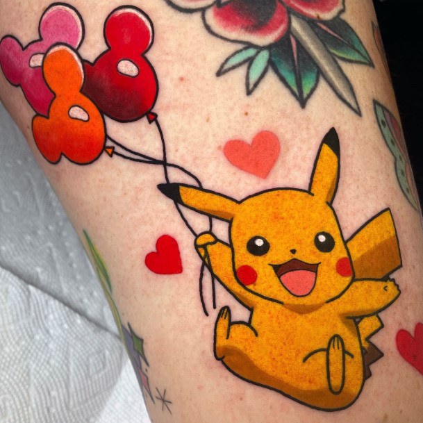 Feminine Pikachu Tattoo Designs For Women
