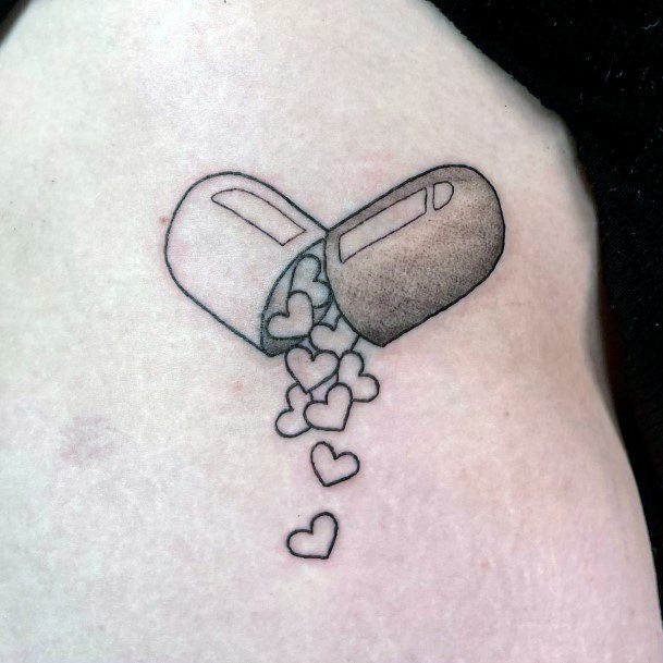Feminine Pill Tattoo Designs For Women
