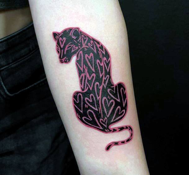 Feminine Pink Panther Tattoo Designs For Women