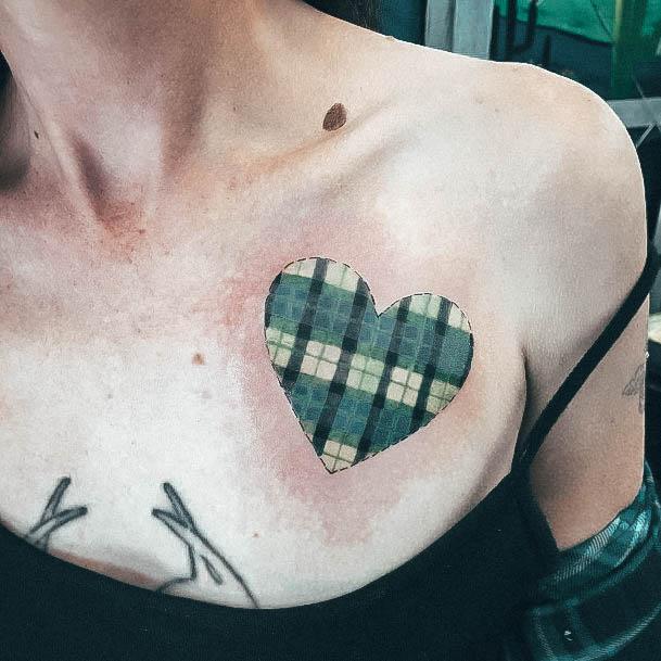 Feminine Plaid Tattoo Designs For Women