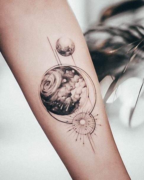 Feminine Planet Tattoo Designs For Women