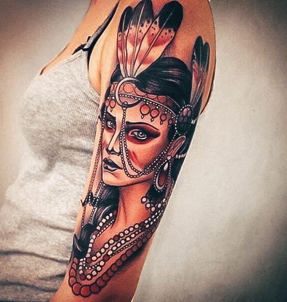 Feminine Portrait Tattoo Designs For Women