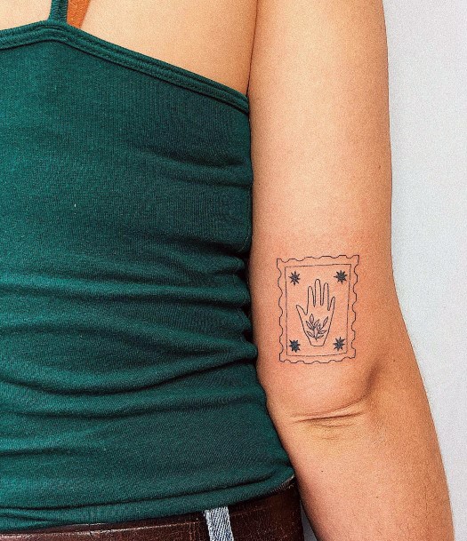 Feminine Postage Stamp Tattoo Designs For Women