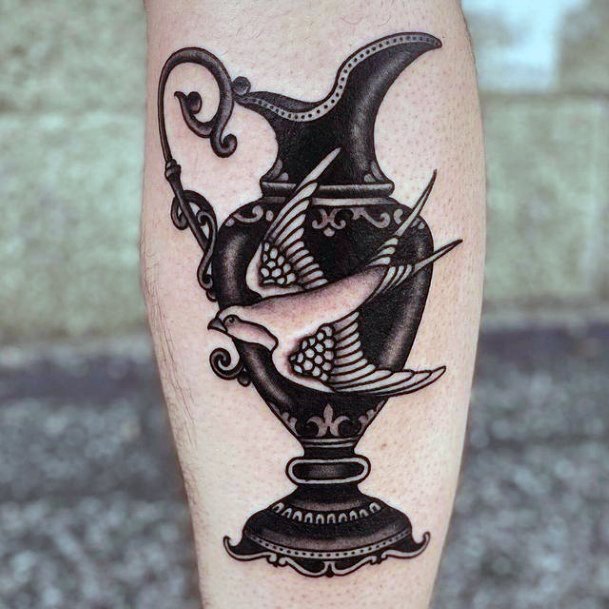 Feminine Pottery Tattoo Designs For Women