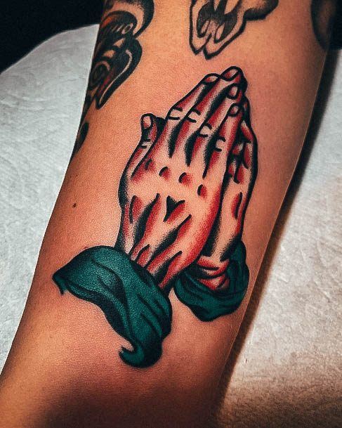 Feminine Praying Hands Tattoo Designs For Women Small Retro