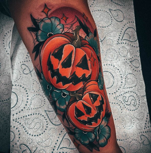 Feminine Pumpkin Tattoo Designs For Women