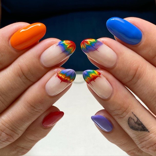 Feminine Rainbow Nail Designs For Women