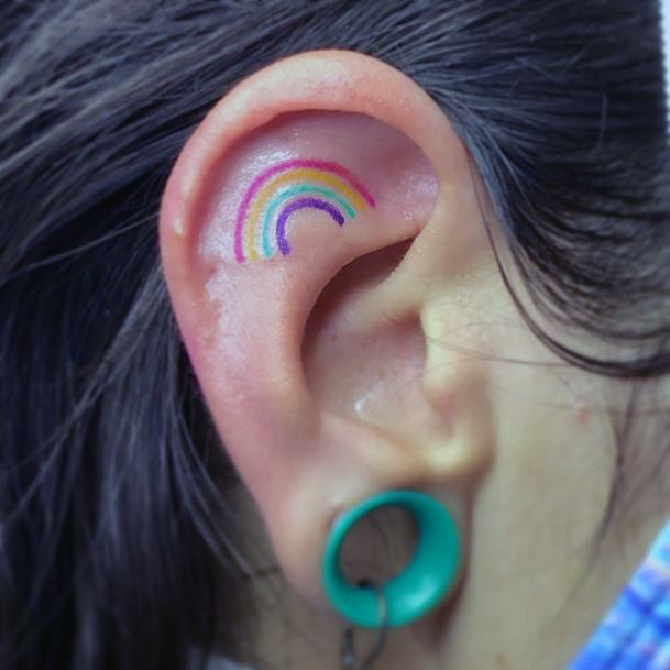 Feminine Rainbow Tattoo Designs For Women