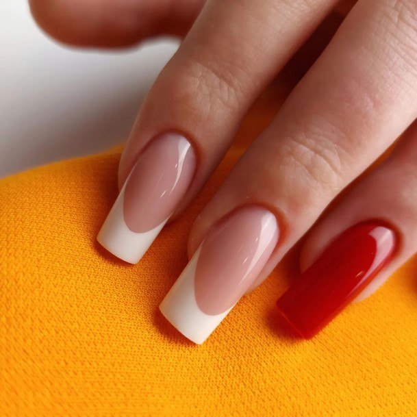 Feminine Red And Nude Nail Designs For Women