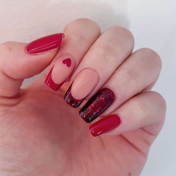 Feminine Red French Tip Nail Designs For Women