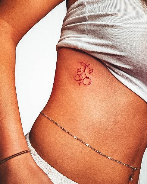 Feminine Red Ink Tattoo Designs For Women