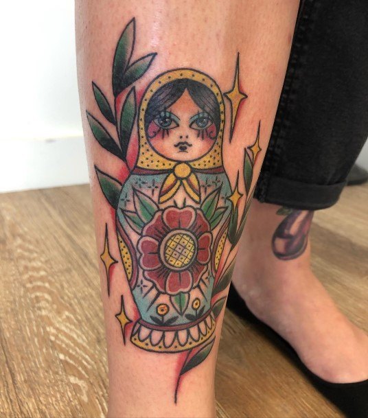 Feminine Russian Nesting Doll Matryoshka Tattoo Designs For Women