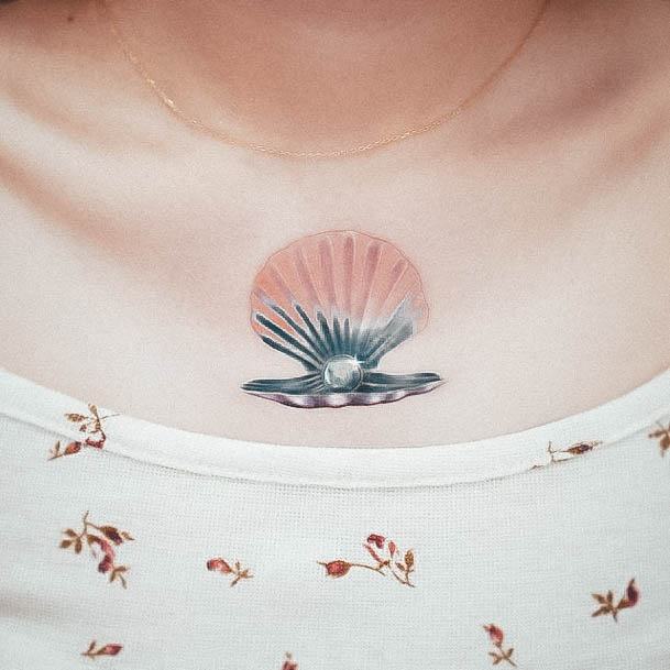 Feminine Seashell Tattoo Designs For Women