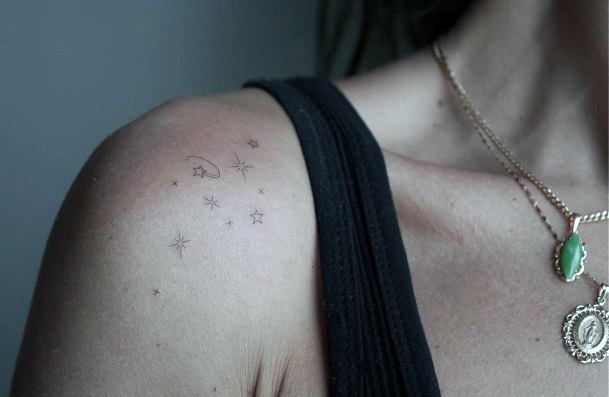 Feminine Shooting Star Tattoo Designs For Women