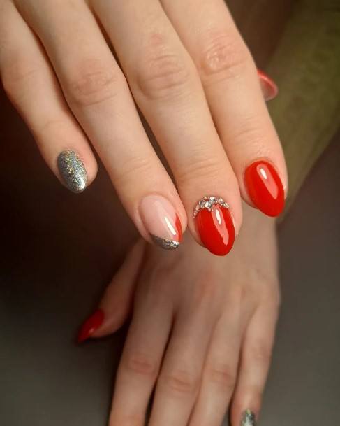 Feminine Silver French Tip Nail Designs For Women